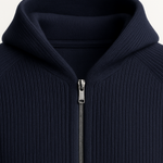 SIRO NAVY CABLE KNIT HOODIE
