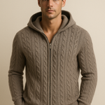 Talieri Hooded Cable Knit Grey