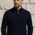 Lerano Cashmere Half-Zip Knit Navy