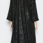 Apricot Sequin 3/4 Sleeve Open Front Duster Cardigan