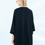 Embroidered Black&White Loose Round-Neck T-Shirt
