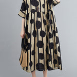 Original Polka-Dot Split-Joint Round-Neck Midi Dress
