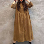 Original Solid Corduroy Lapel Dress