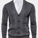 Geometric Jacquard Shawl Collar Cardigan Sweater