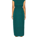 Mockneck Short Sleeves Waisted Side Slit Midi Dress