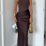 Margovil Mockneck Sleeveless Cut Out Patchwork Maxi Dress