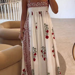 Margovil Square Collar Splice Floral Print Swing Maxi Cami Dress