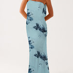 Margovil Strapless Tube Floral Print Bodycon Maxi Dress