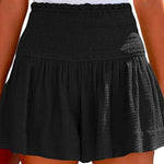 Margovil Elastic Smocked Waist Wide Leg Solid Shorts