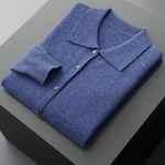 PURE EXTRA-FINE MERINO WOOL POLO CARDIGAN