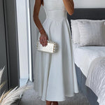 Sleeveless Square Neck Waisted Swing Maxi Dress