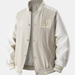 Relax Fit Contrast Embroidery Baseball Jacket