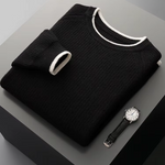 PURE EXTRA-FINE MERINO WOOL TWO TONE CREWNECK