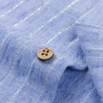 Long Sleeve Stripe Linen Look Button Up Shirt