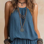 Bohemian Casual Textured Sleeveless Top & Wide-Leg Pants Set
