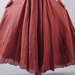 Casual A-Line Elastic Waist Solid Color Skirts