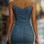 Chic Denim Patchwork Mini Dress