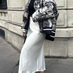 Romantic Songs Porcelain Ink Printed Pocket Quilted Cotton Kimono Jacket