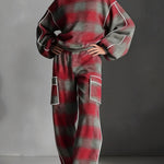 Loose Wide Leg Contrast Color Line Split-Joint Striped Pants