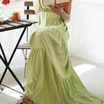 Sleeveless Open Waist Panel Layered Long Swing Dress