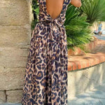 Casual leopard print two piece suit