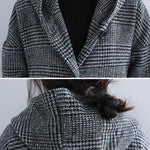 Loose Plaid Woolen Hood Coat