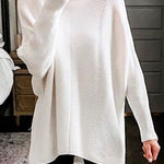 Margovil Solid Turtleneck Ribbed Knit Tunic Sweater