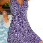 Margovil Wrap V Neck Printed Sleeveless Flowy Dress