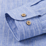 Long Sleeve Stripe Linen Look Button Up Shirt