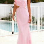 Margovil Frill One Shoulder Cut Out Waist Maxi Dress