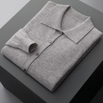 PURE EXTRA-FINE MERINO WOOL POLO CARDIGAN