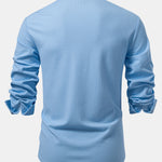 3 Pieces Long Sleeve Muscle Fit Ribbed Button Up Shirt