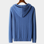 PREMIUM CASHMERE CABLE KNIT ZIPPER HOODIE