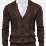 Geometric Jacquard Shawl Collar Cardigan Sweater