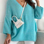 Margovil V Neck Drop Shoulder Slouchy Pullover Sweater