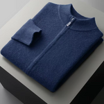 PURE EXTRA-FINE MERINO WOOL ZIPPER CARDIGAN
