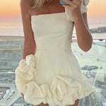 Margovil One Shoulder Flounced Bottom Mini Bodycon Dress