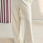 Margovil Drawstring Waist Ribbed Knit Wide Leg Pants