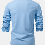 3 Pieces Long Sleeve Muscle Fit Ribbed Stand Collar Shirt