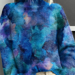 Yvonne | Abstract water floral print turtleneck sweater