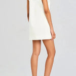 Elegant Demeanor Satin Gemstone Trim Deep V-Neck Tank H-line Mini Dress