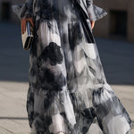 Abstract Print Tie Waist Maxi Dress