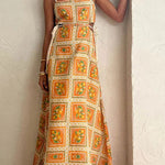Olvera Red Flower Cropped Bell Sleeve Long Dress