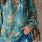 Vintage Ethnic Style Trim Floral Lace Blouse