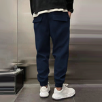 Men's Solid Plush Loose Elastic Waist Casual Sports Pants