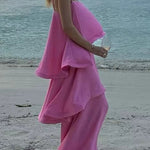 Margovil Adjustable Strap Ruffle Layered Satin Maxi Dress
