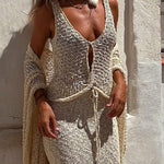 Twist Front Crochet Hollow Out Crop Tank Top
