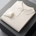 PURE EXTRA-FINE MERINO WOOL HALF ZIP POLO