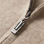 PURE EXTRA-FINE MERINO WOOL ZIP POLO CARDIGAN