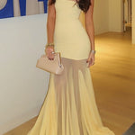 Margovil Strapless Tube Flare Mesh Maxi Party Dress